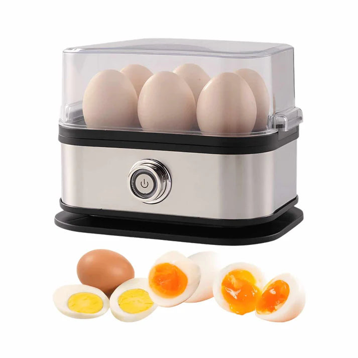 Egg incubator with eggs and cut eggs on a white background